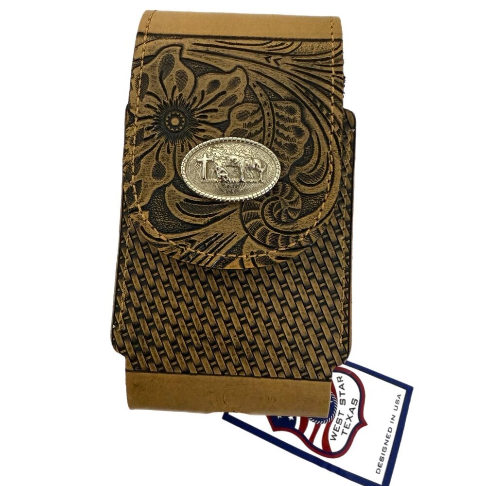 West Star Texas Horse Camel Color Leather Phone Belt Holster MSRP 48.99